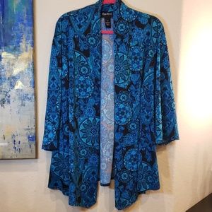 Blue Open front Tunic Top Sweater 2x